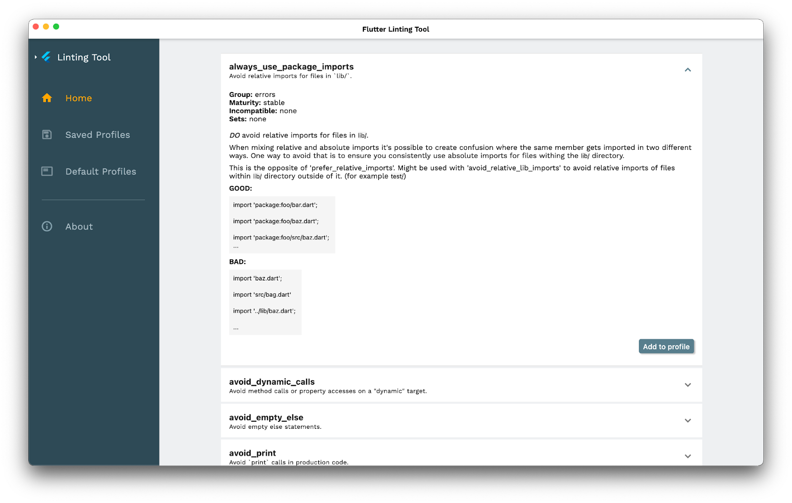 A screenshot of the app