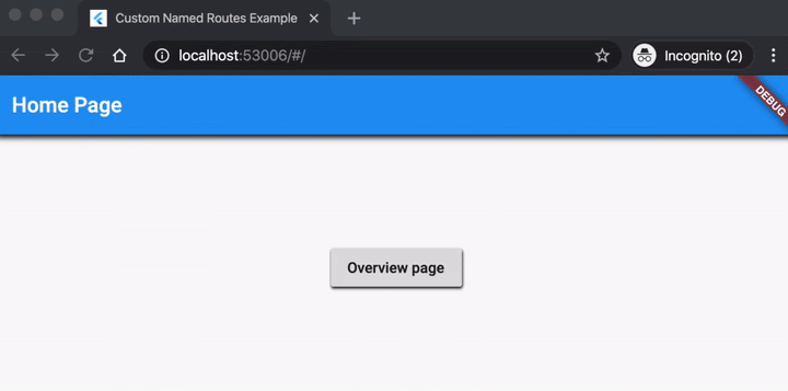 Flutter web: Navigating URLs using named routes