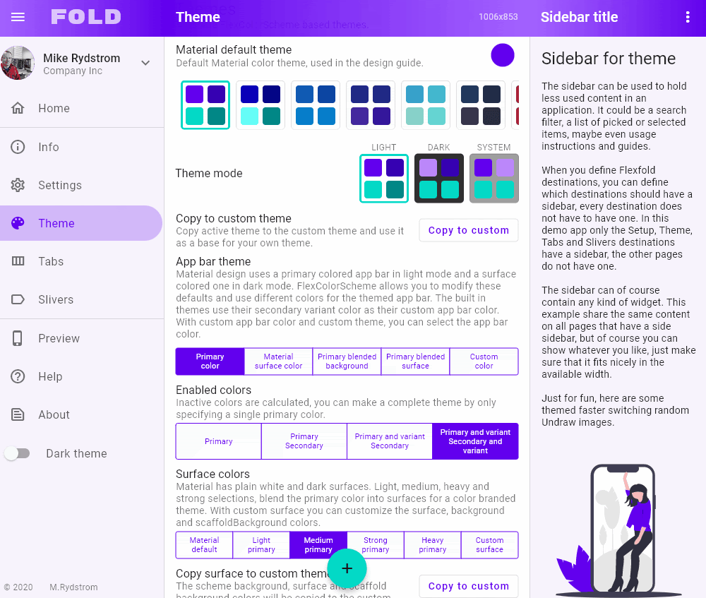 The Flexfold app is built with flex_color_scheme