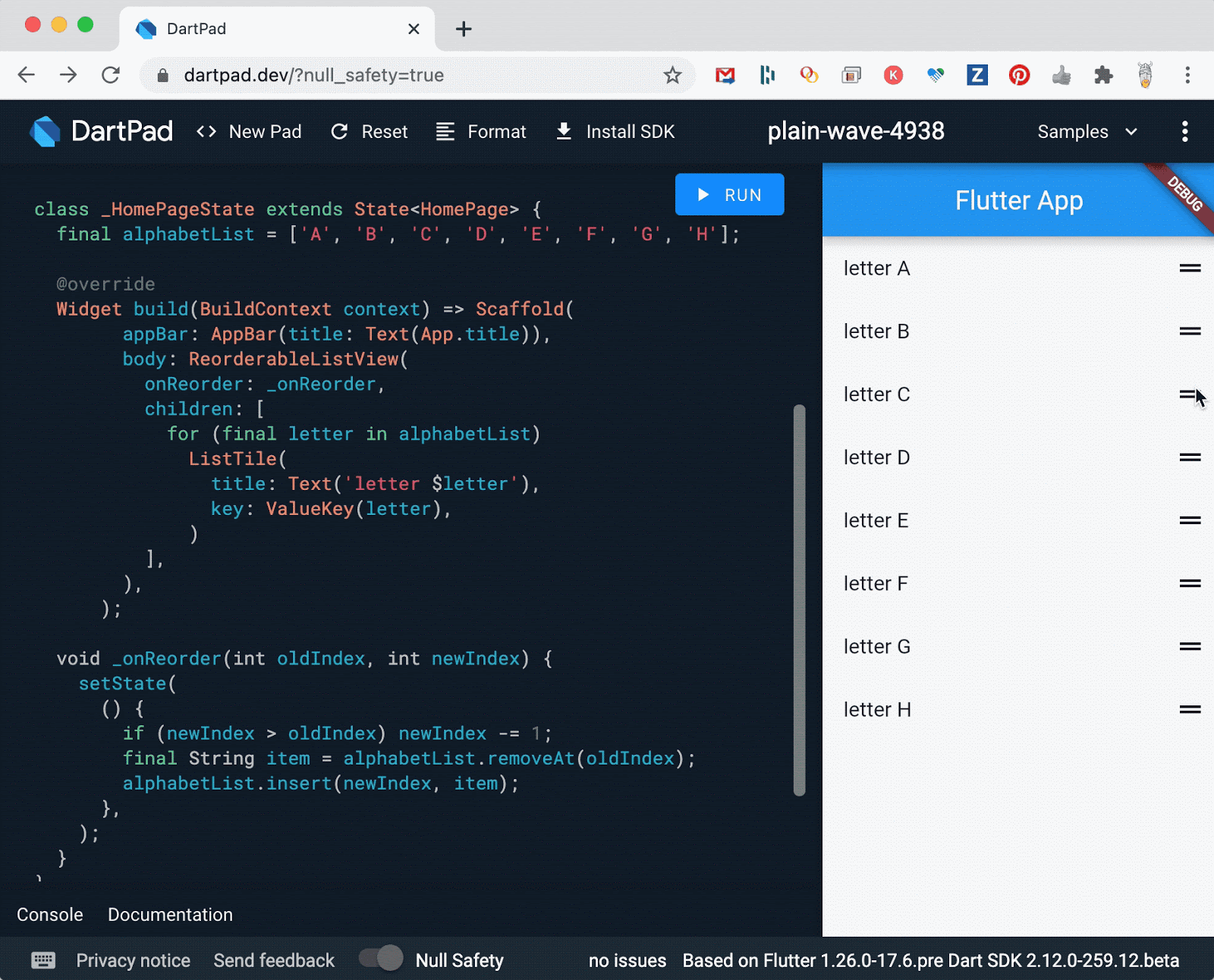 The ReorderableListView now has grab handles for easy drag ’n’ drop with a mouse