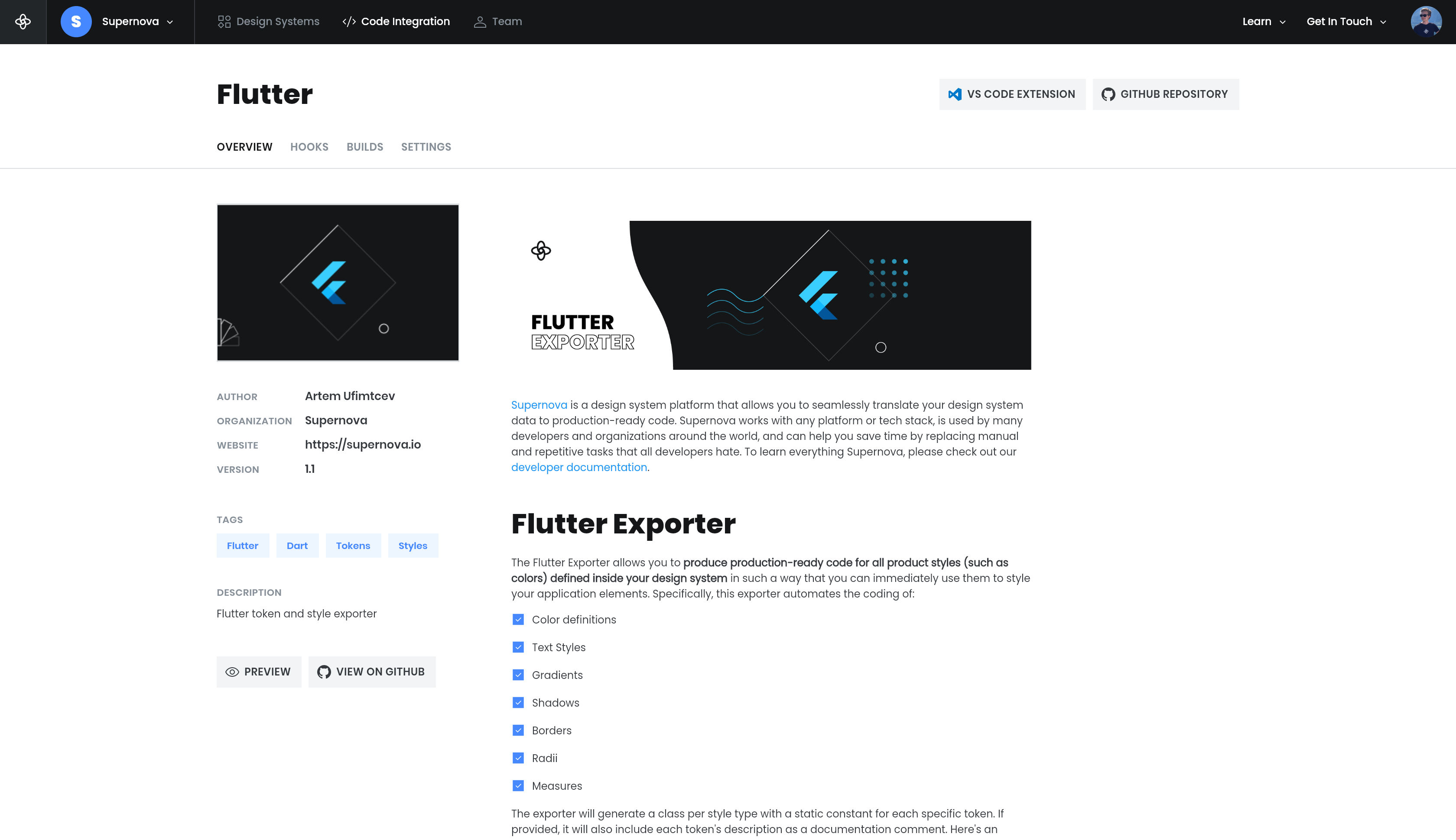 Supernova is not only built with Flutter but also exports Flutter code