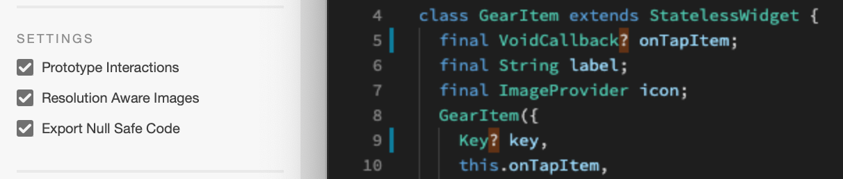 “Export Null Safe Code” setting and output