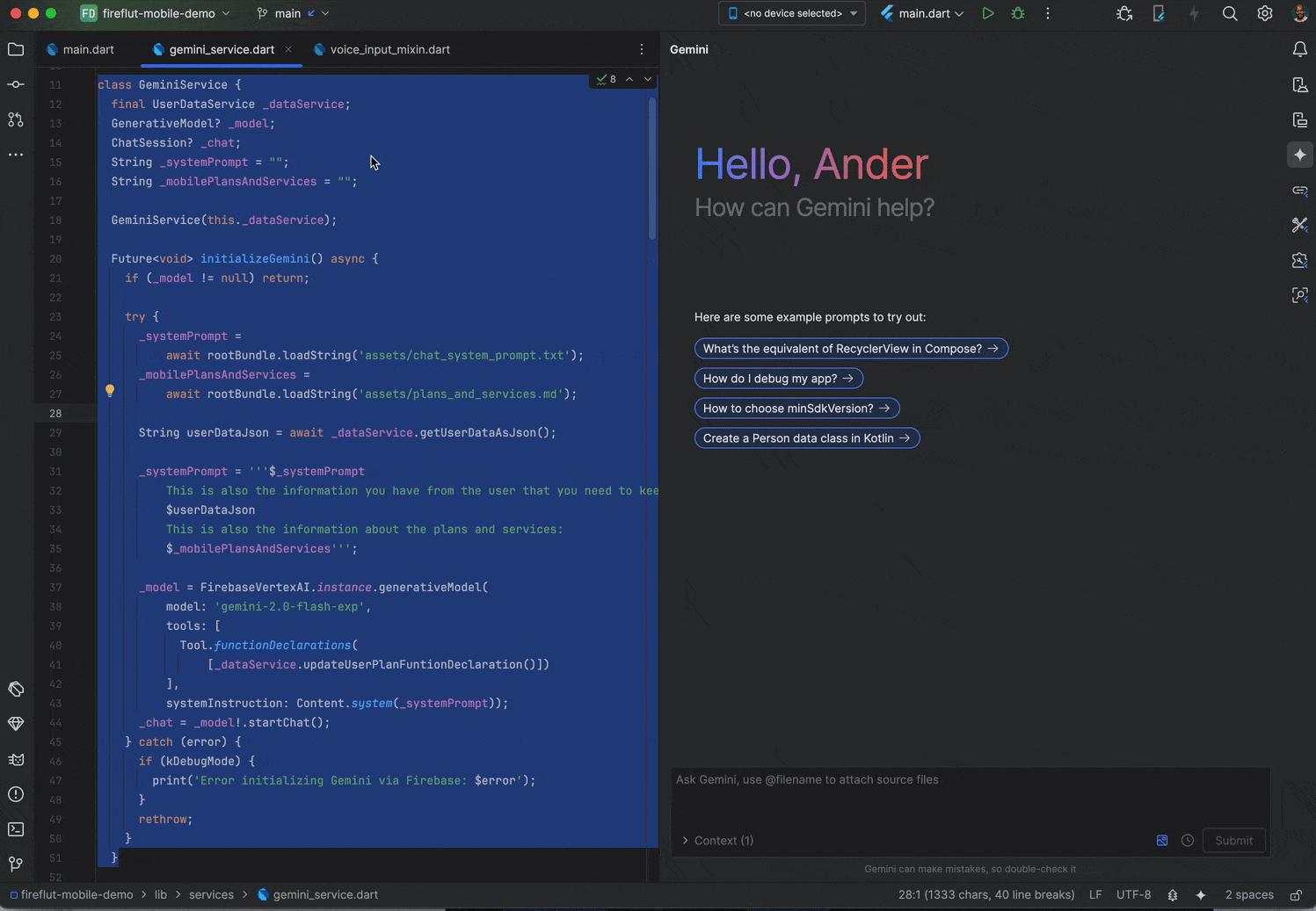 Gemini in Android Studio now speaks fluent Flutter!