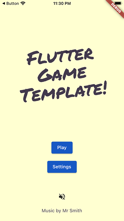 Game template home screen