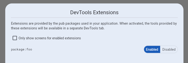DevTools Extensions menu