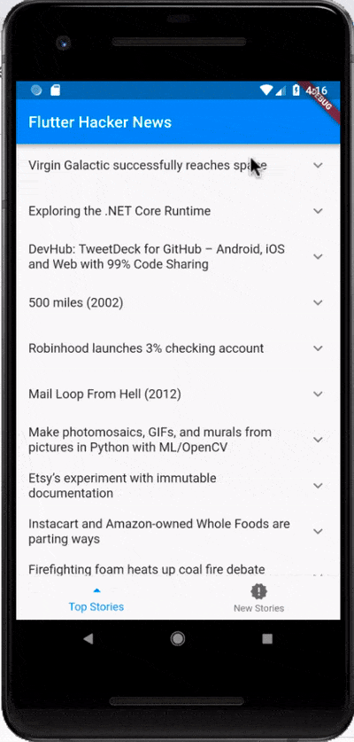 This is what happens if you don’t use keys in a stateful app. When we change to the “New Stories” tab the wrong web preview page displays.
