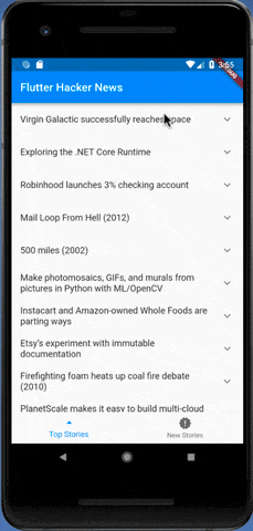 Hacker News Reader app with WebView previews of the links. The WebViews capture the vertical drag gesture to enable scrolling of the previews.