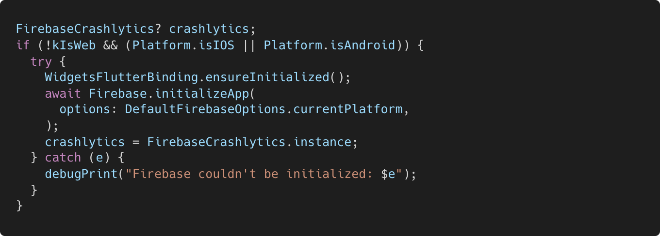 Crashlytics integration code