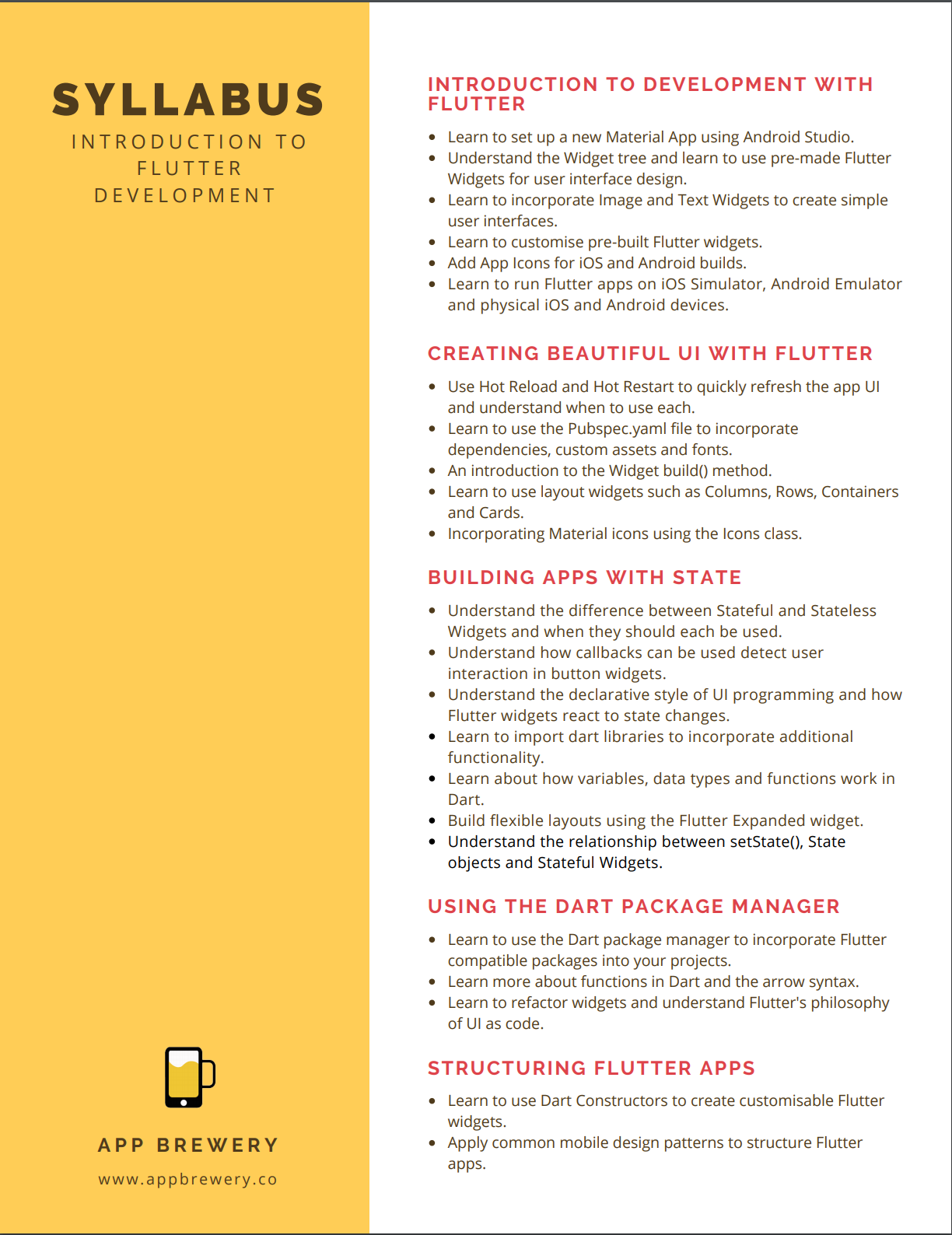 *Introduction to Flutter Development* Course Syllabus